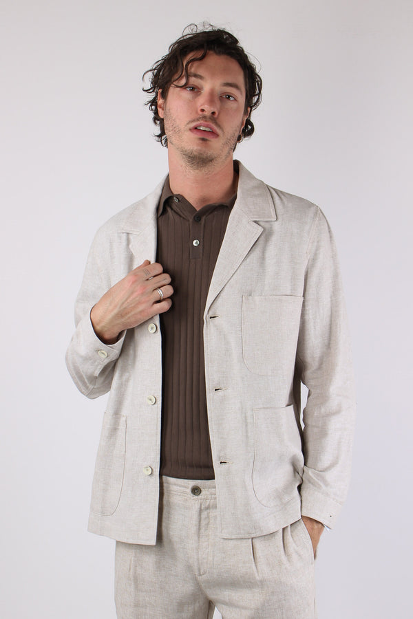 Orzo Giacca Camicia Misto Lino Sabbia-2
