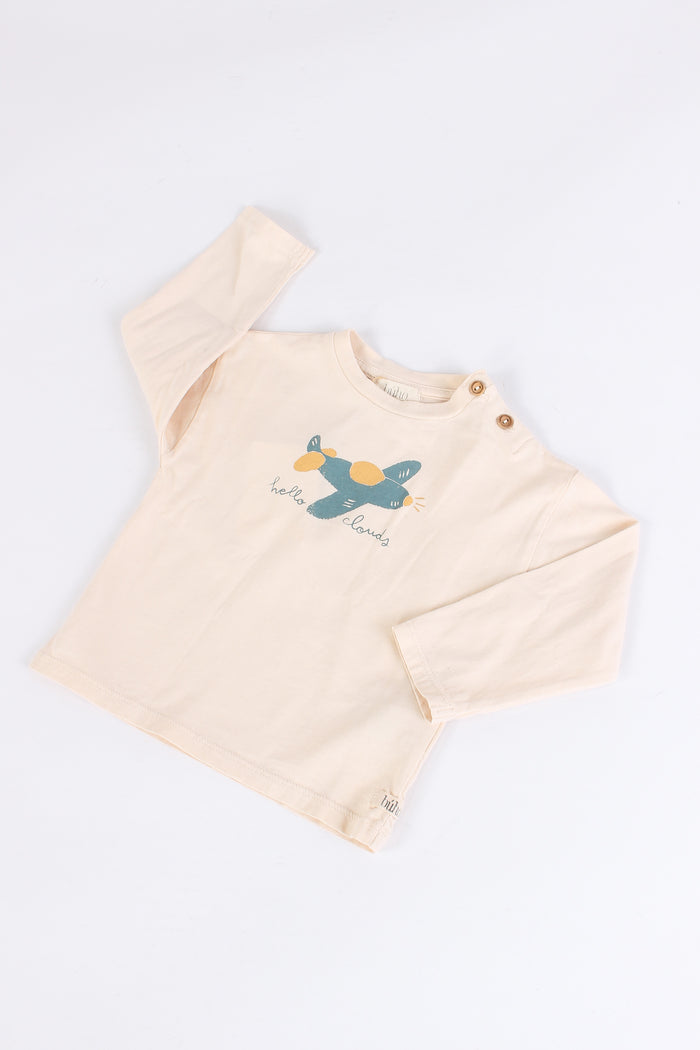 T-shirt Ml Stampa Aereo Ivory-3