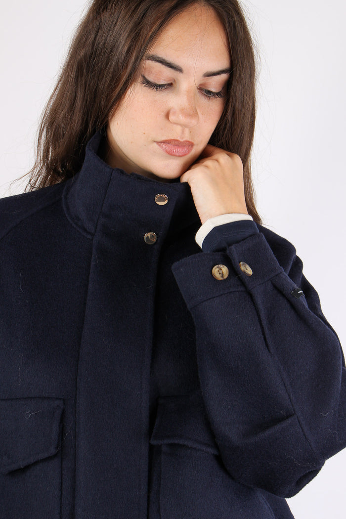 Giaccone Corto Tasche Blu-6