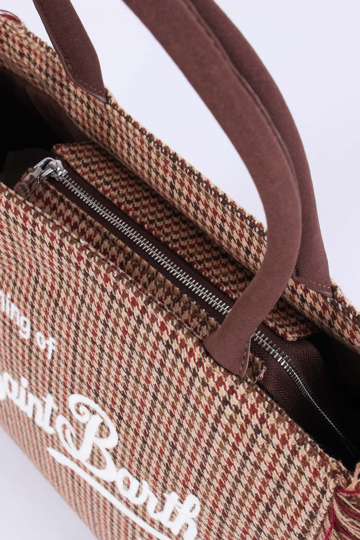 Borsa Tracolla Pied De Poule Rosso/beige-5