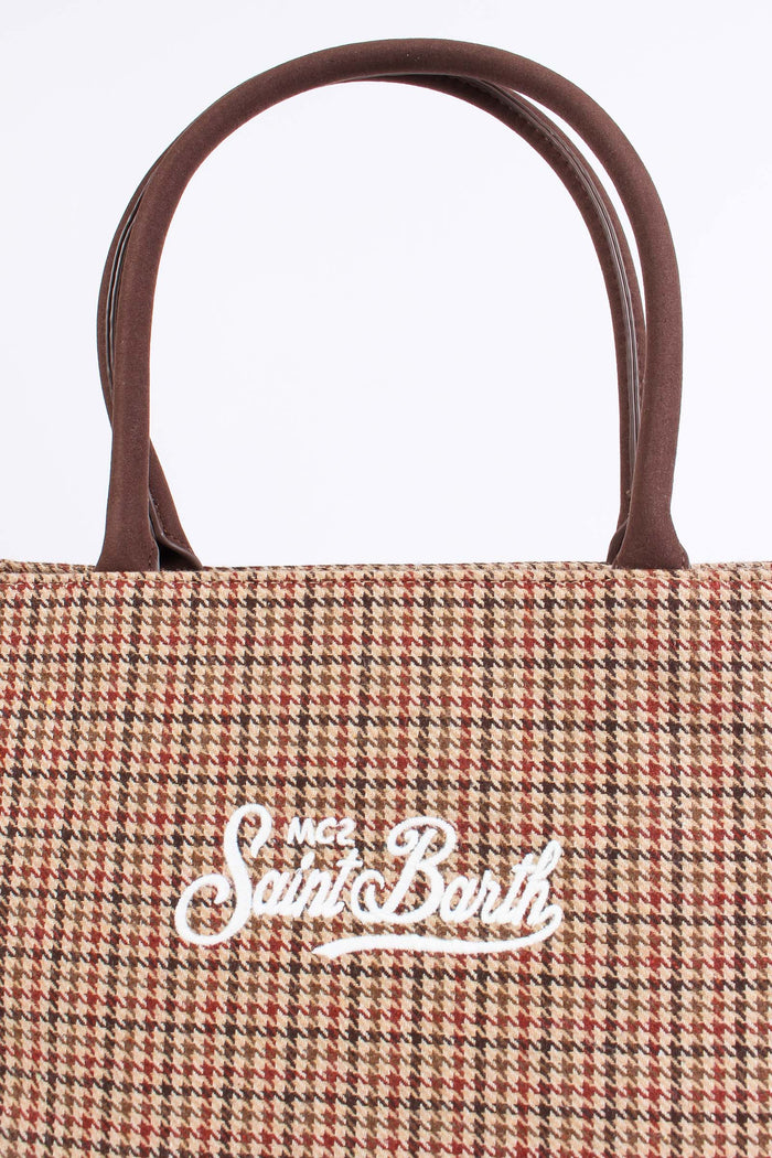 Borsa Tracolla Pied De Poule Rosso/beige-8