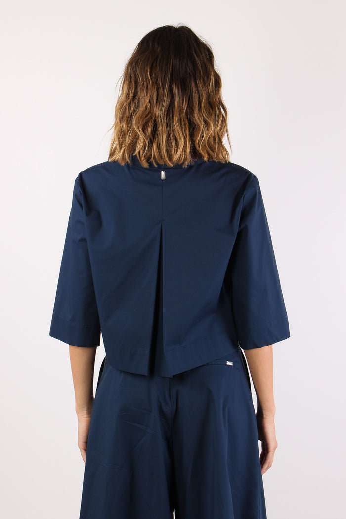 Camicia Taschine Cotone Tecnico Navy Blue-4