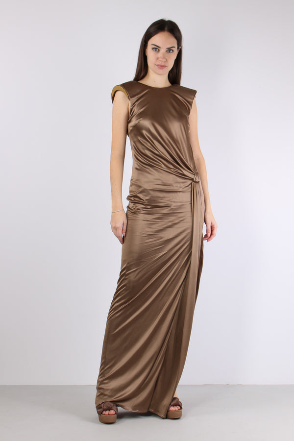 Abito Smanicato Taglio Spallina Argilla