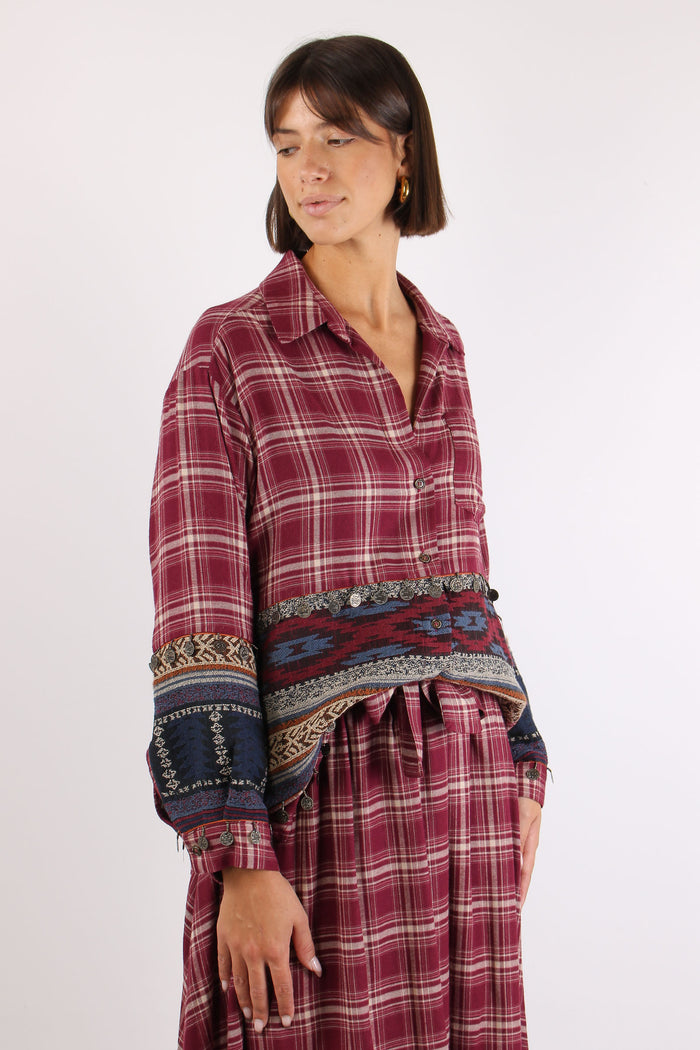 Camicia Etnica Check Rosso-6
