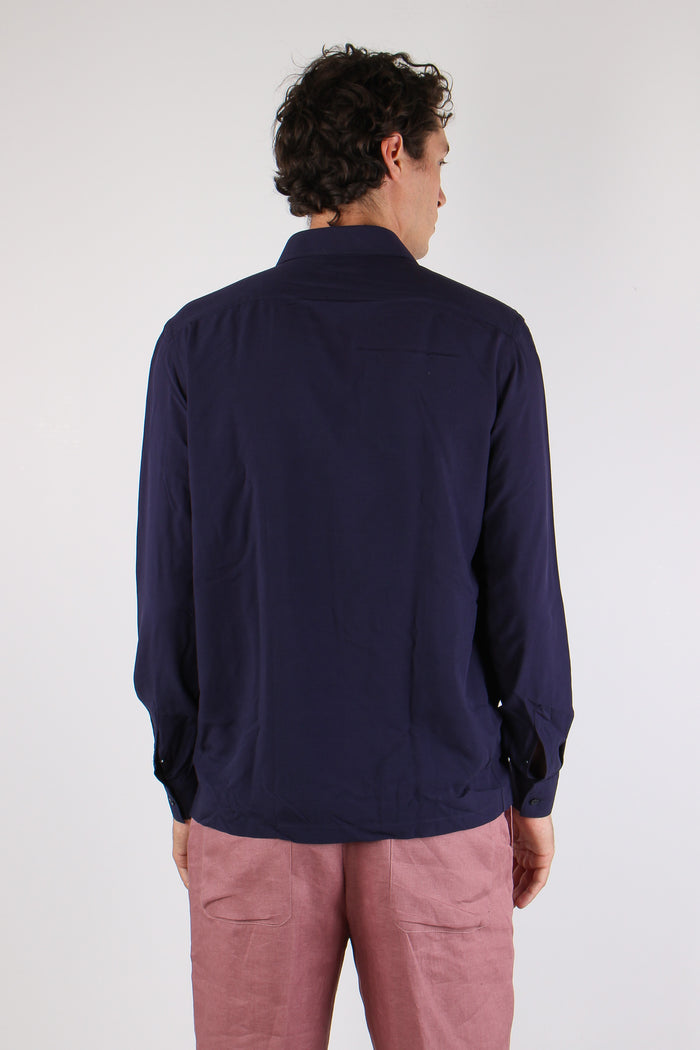 Camicia Tessuto Tecnico Blu Navy-4