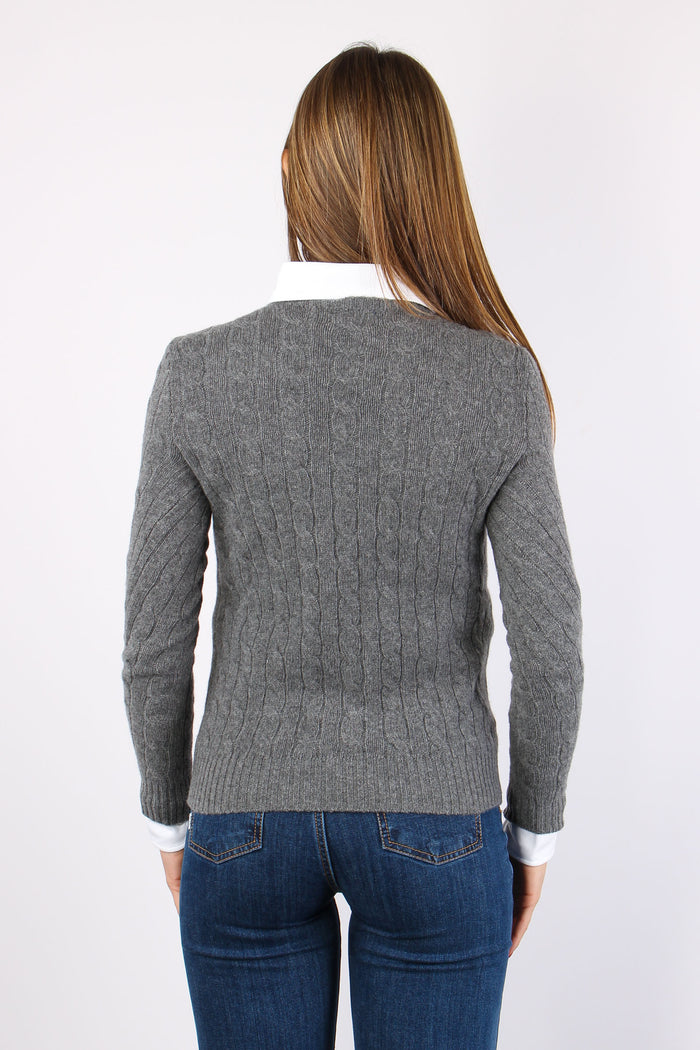 Pullover Girocollo Treccia Grey Heather-3