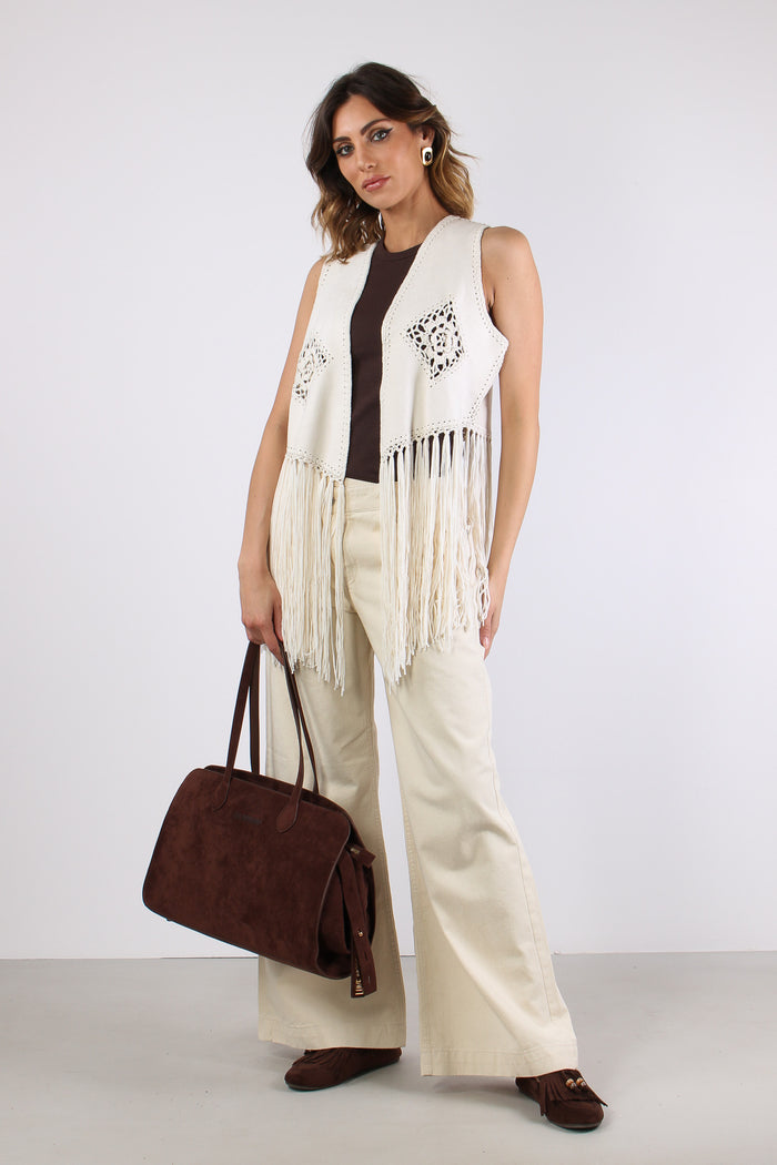 Gilet  Frange Ricami Natural