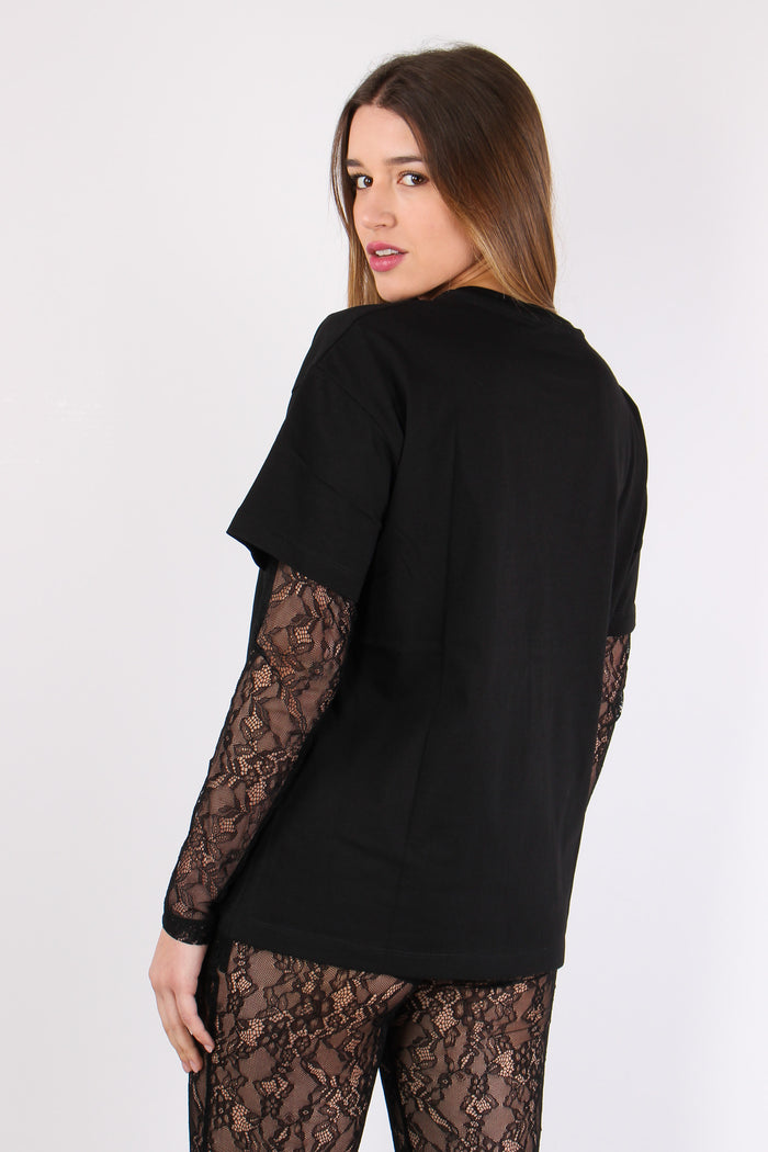T-shirt Logo Pizzo Nero-6