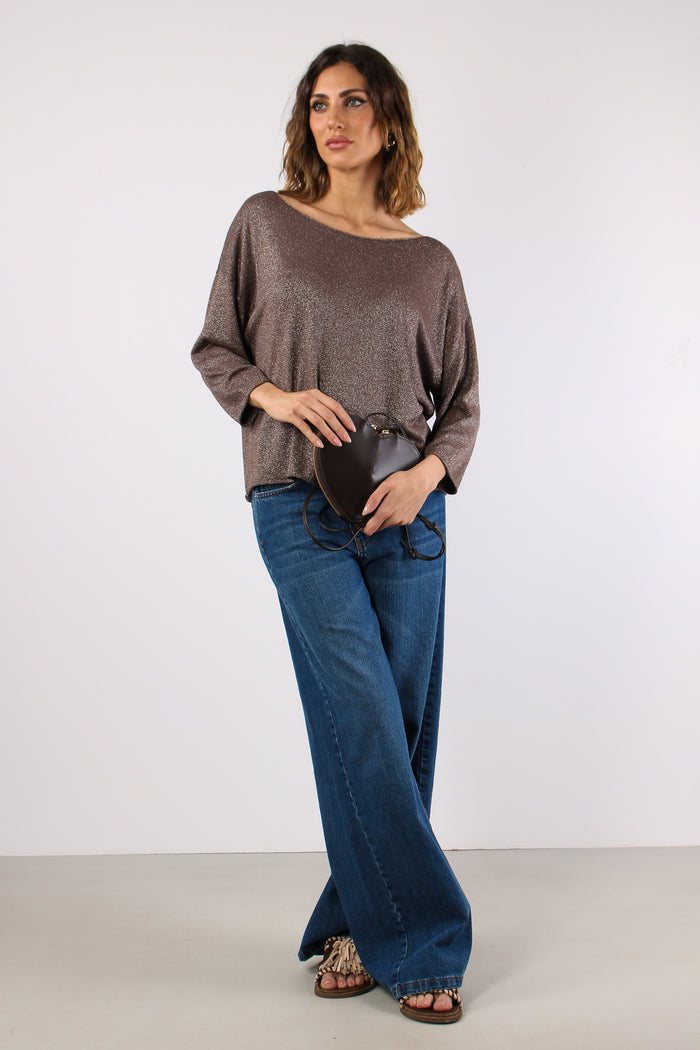 Maglia Scavo Barca Lurex Cioccolato-5