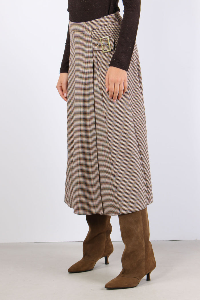 Gonna Ruota Fibbia Microquadro Cammello/nero-5