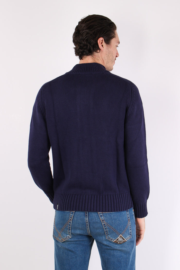 Cardigan Bottoni Cotone Poseidon Blue-5