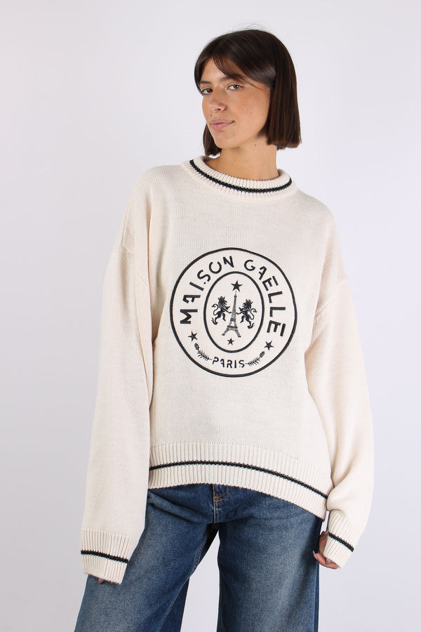 Maglia Maxi Logo Maison Gaelle Crema-2