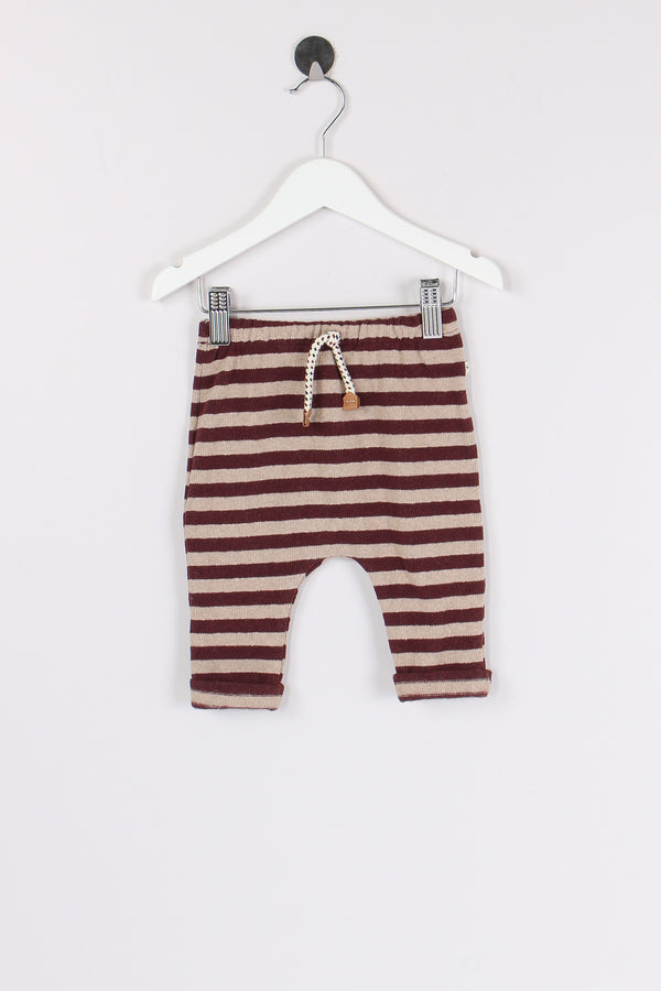 Pantalone Caldo Cotone Riga Tortora/bordeaux