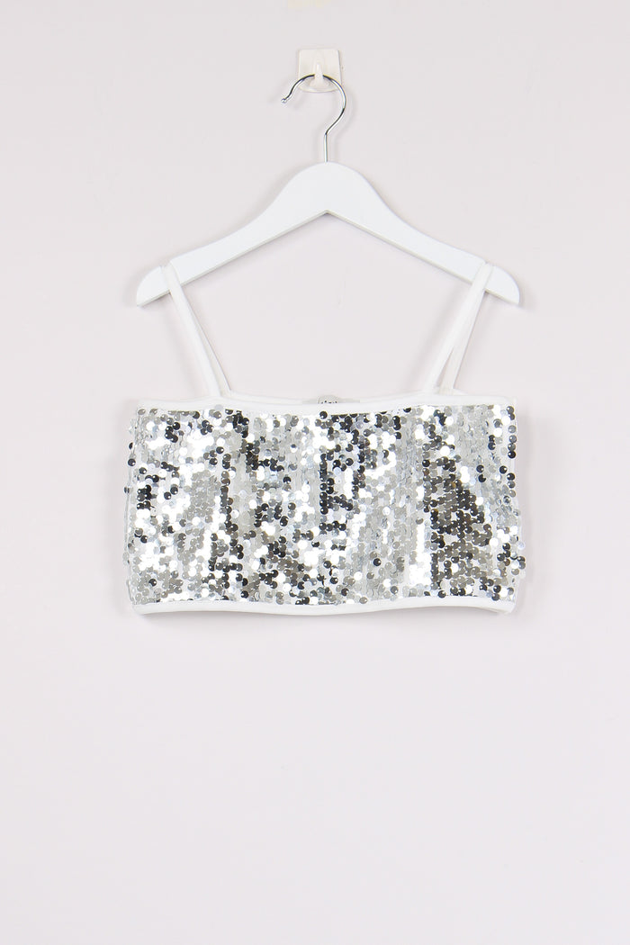 Top Paillettes Argento