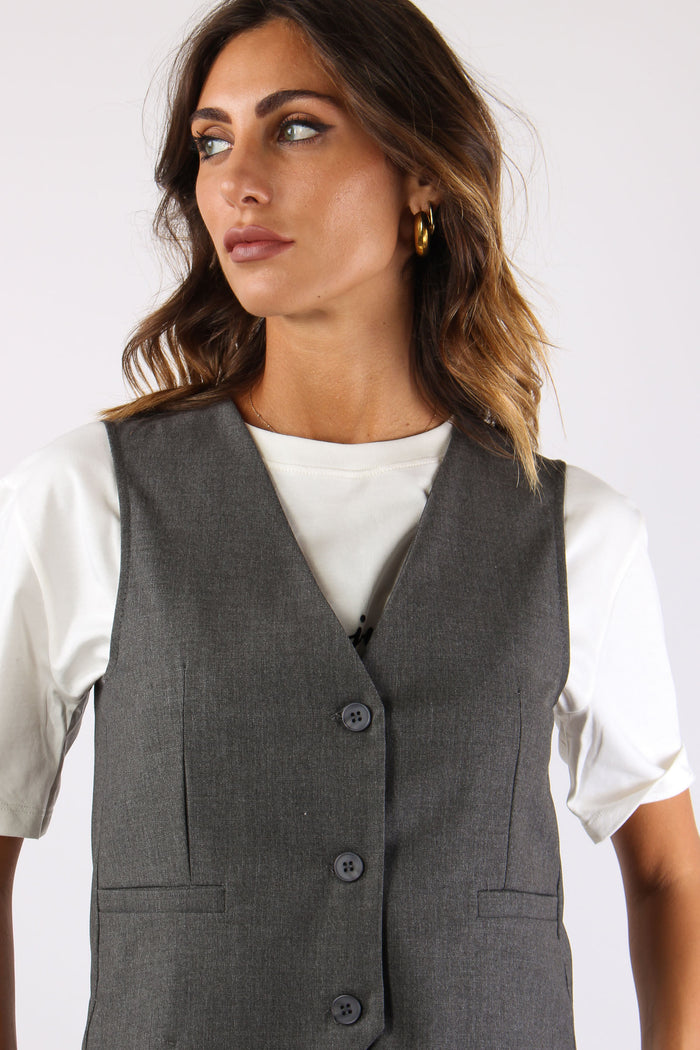 Gilet Taglio Uomo Fresco Lana Antracite-6