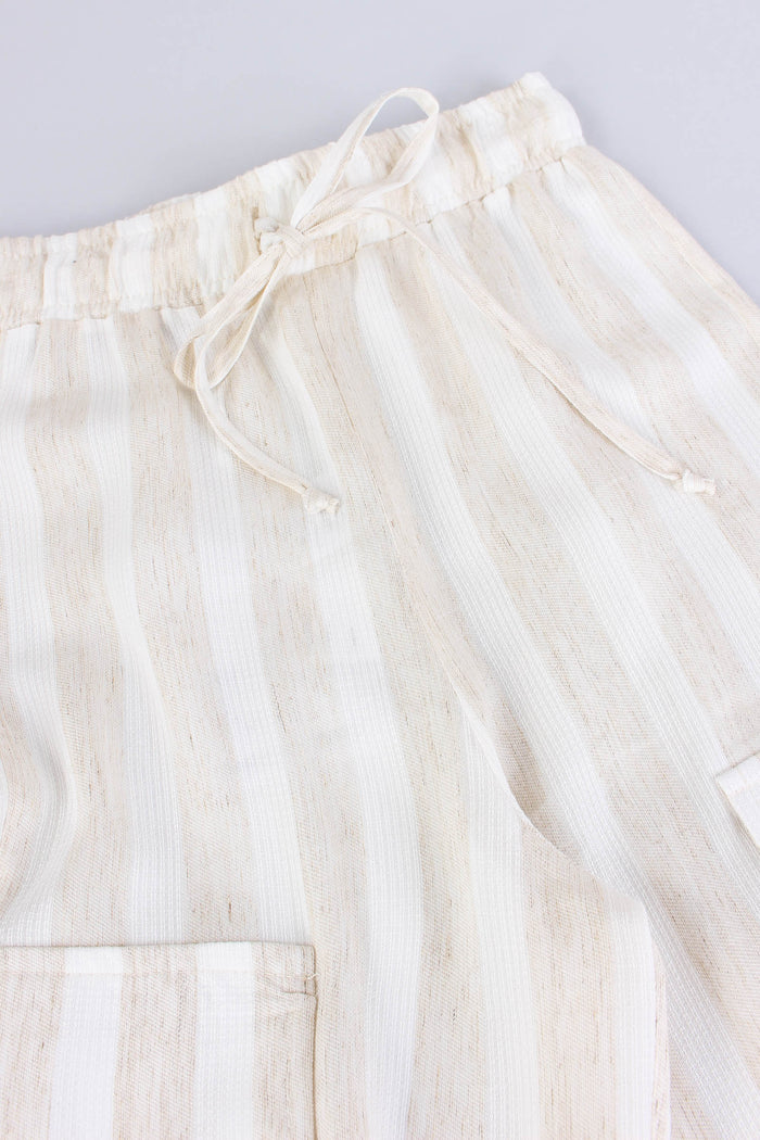 Pantalone Cargo Lino Latte/beige-3