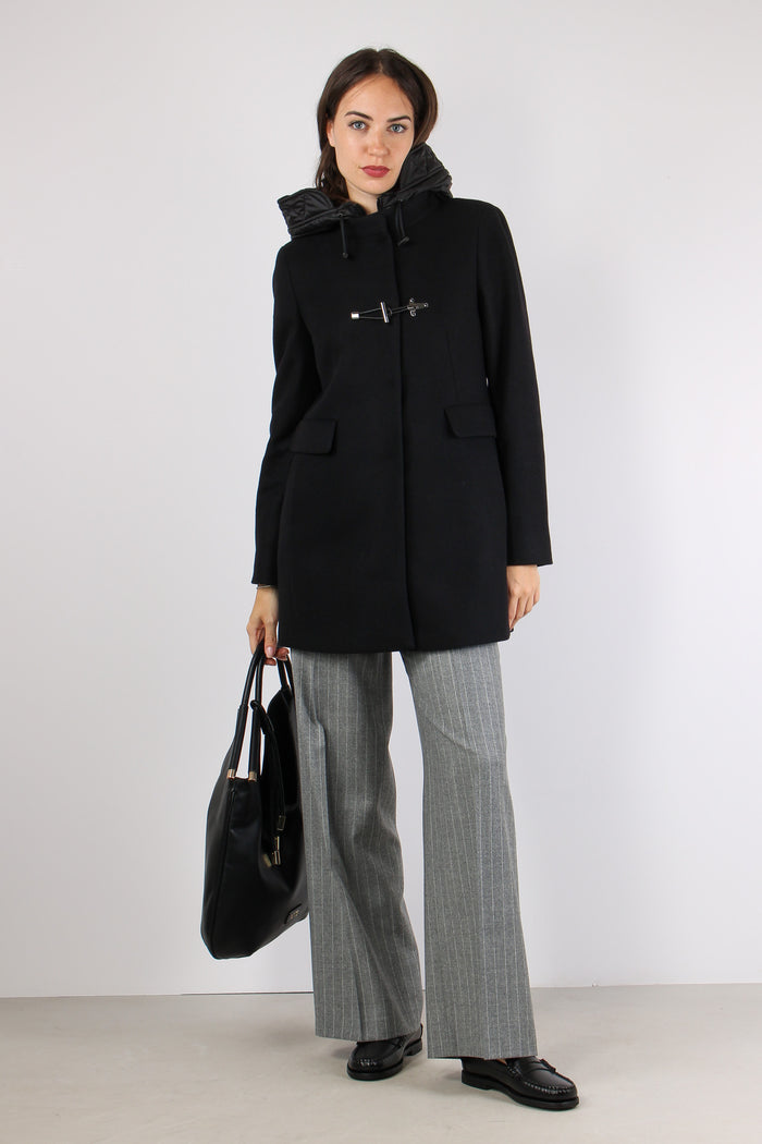 Cappotto Toggle Panno Nero-5