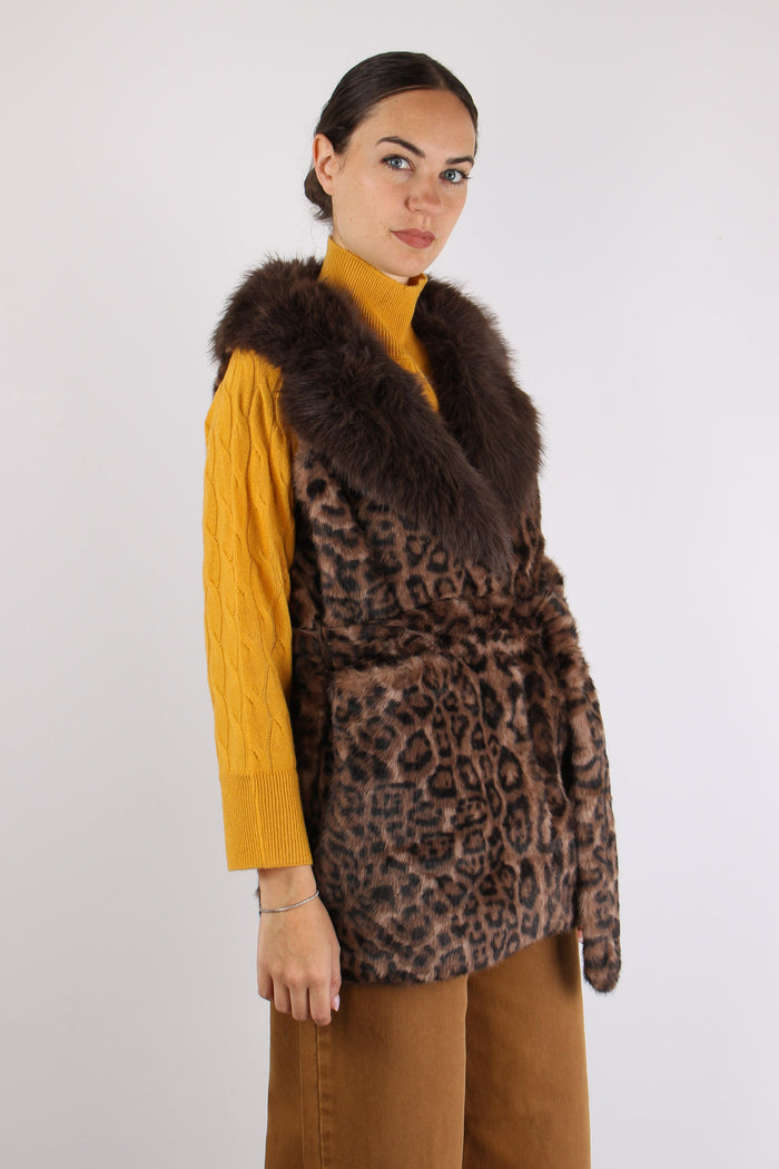 Princess Gilet Ecopelliccia Cinturato Multi Moro-6