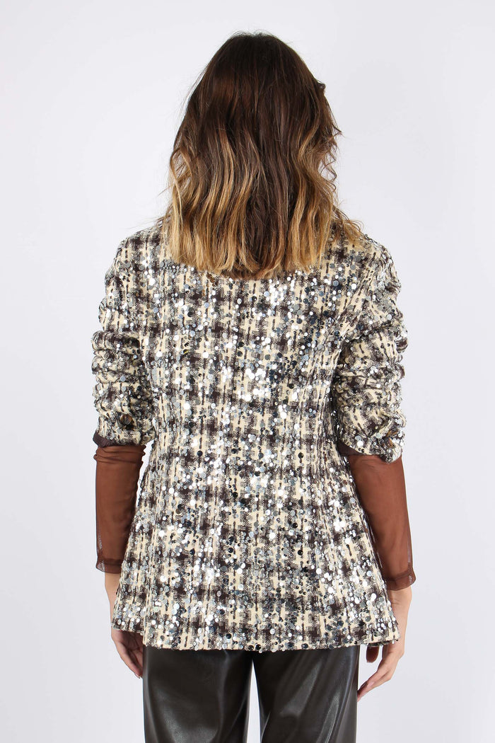 Giacca Doppiopetto Macro Paill Moro/panna-3