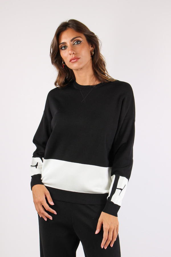 Maglia Banda Tricot Nero/milk-2
