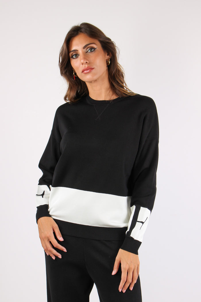 Maglia Banda Tricot Nero/milk-2