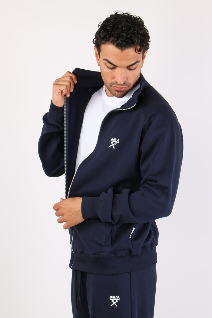Felpa Zip Collo In Piedi Blu-2