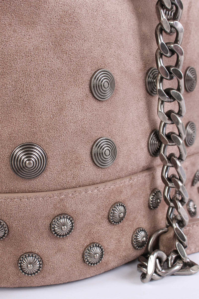 Secchiello Suede Frange Taupe-8
