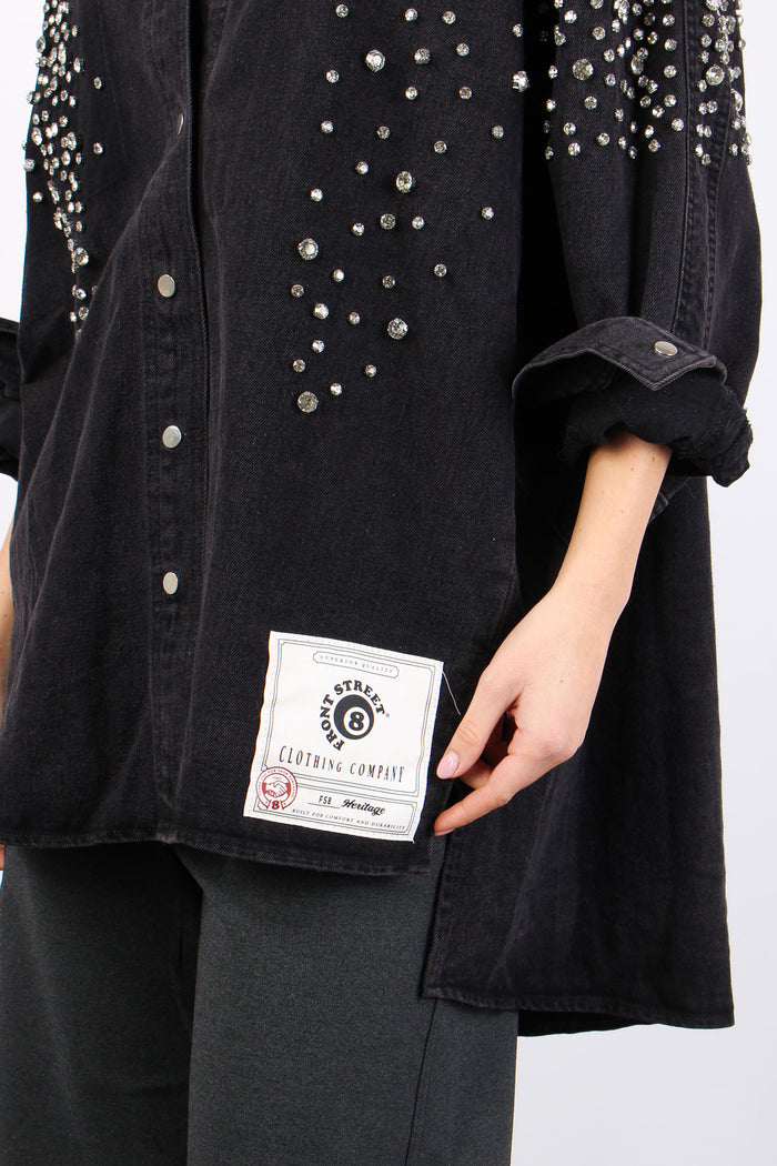 Camicia Denim Strass Black Denim-6