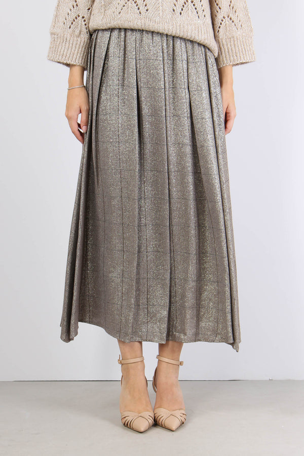 Gonna Quadri Lurex Beige-2