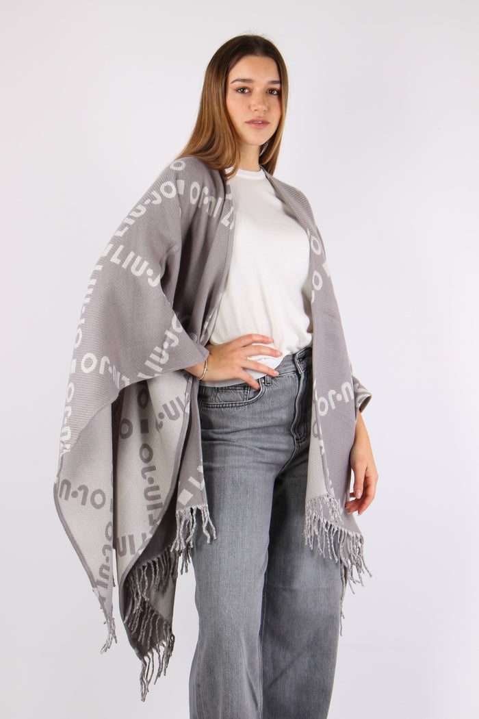 Poncho Logo Maxi Rombo Grey Cloud-6