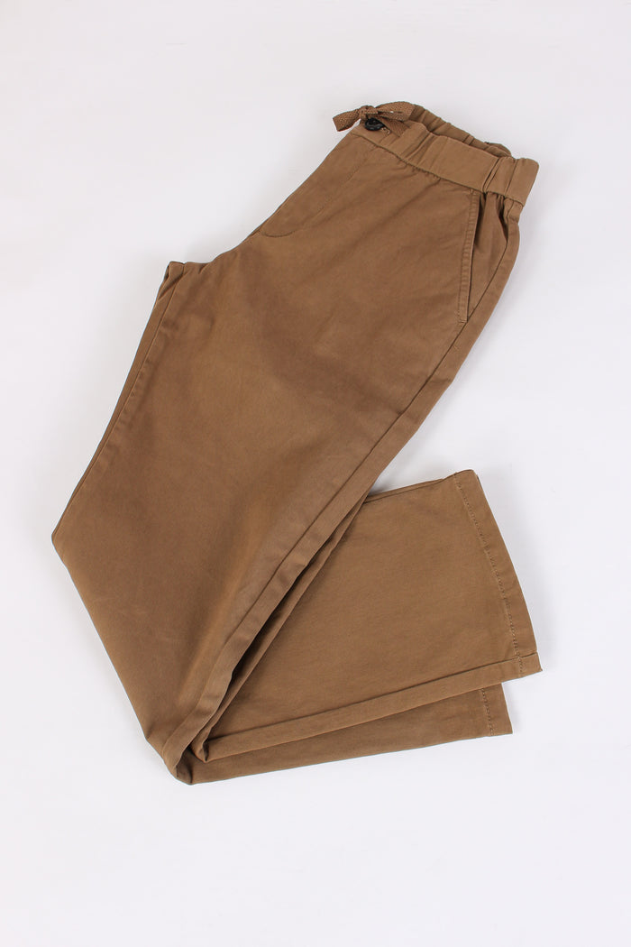 Pantalone Cotone Coulisse Fango-4