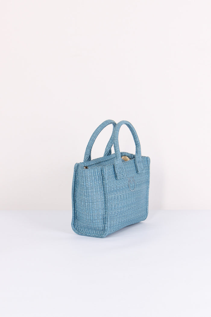 Mini Shopping Beach Rafia Light Blue-6