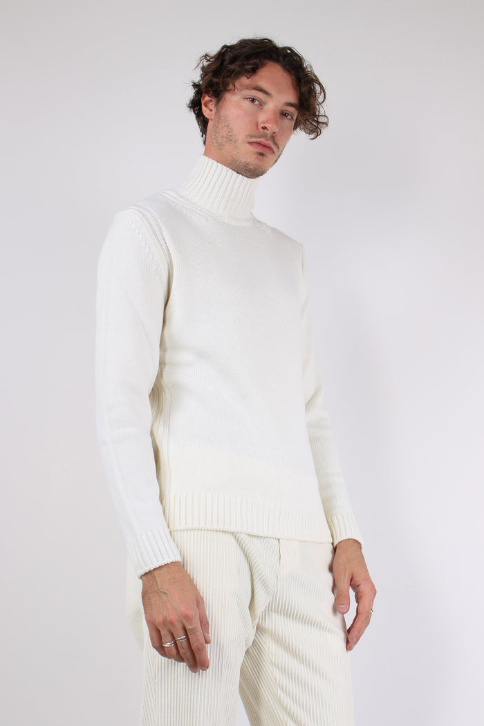 Maglia Collo In Piedi Panna-8