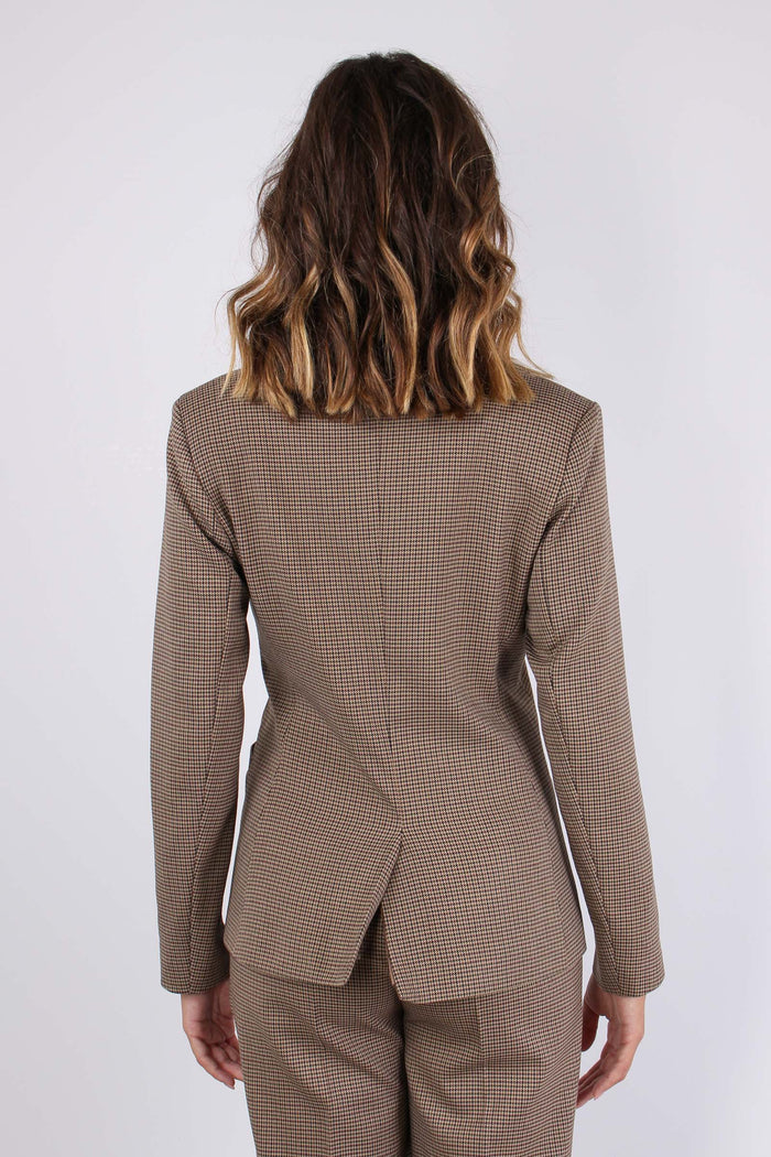 Giacca Micro Pied De Poule Cammello-4