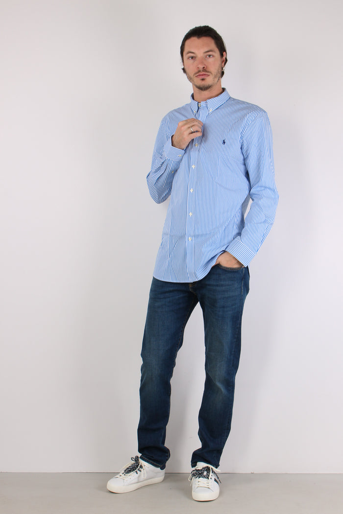 Camicia Slim Popeline Riga Light Blu/white-4