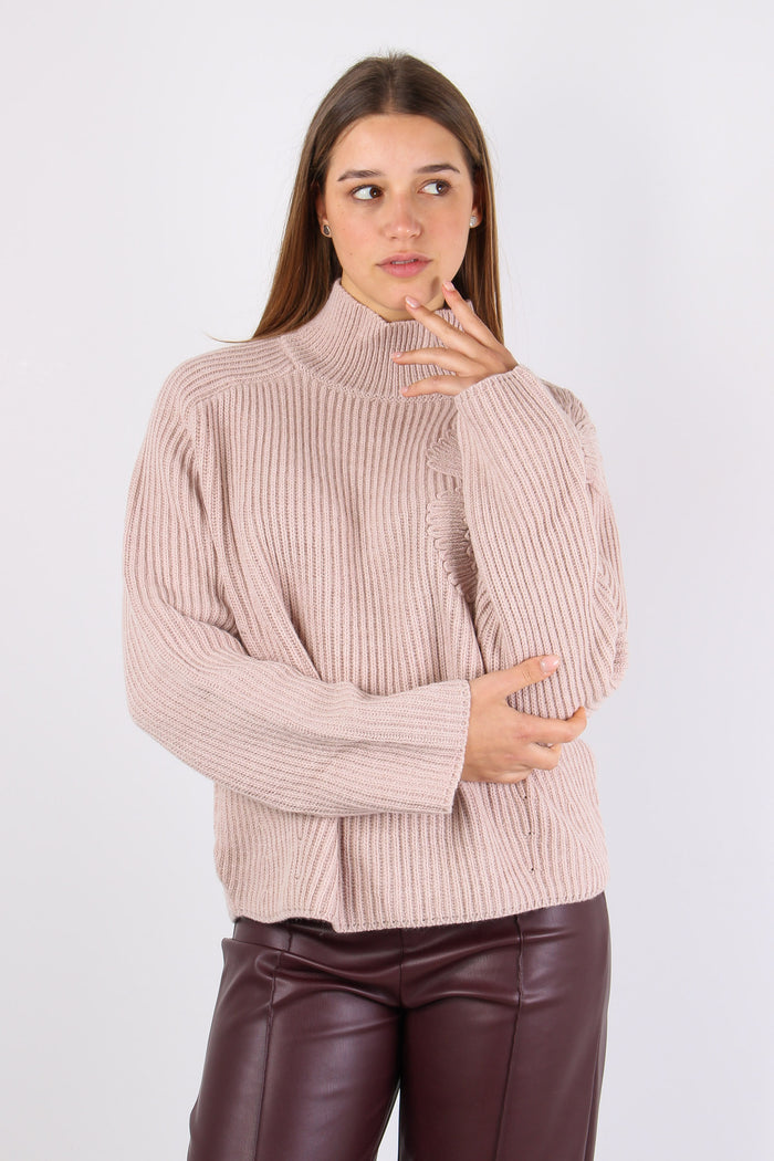 Maglia Collo Alto Pink Poudre-11