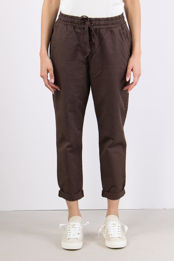 Pantalone Jogging Misto Lino Cioccolato-2