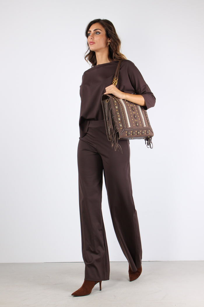 Pantalone Palazzo Misto Viscos Moro-5