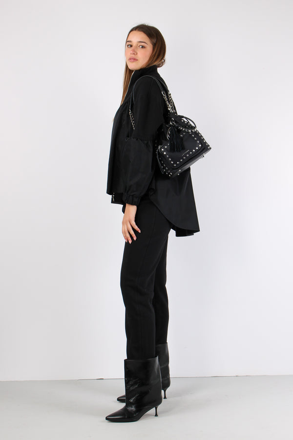 Bomber Felpa Inserto Nylon Black