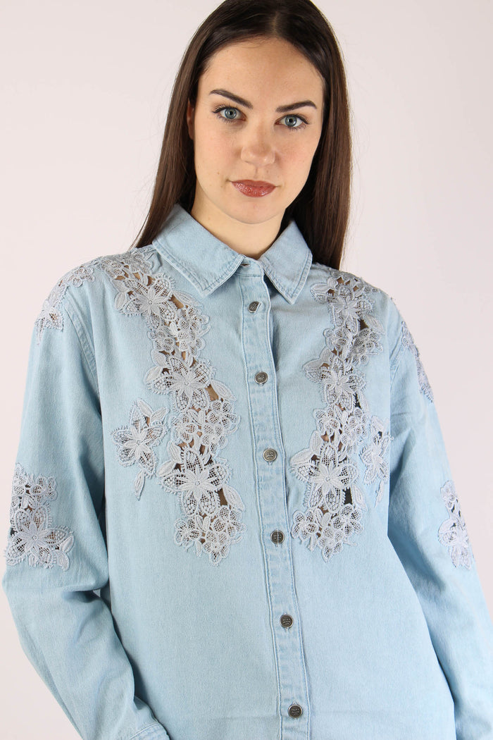 Camicia Denim Pizzo Denim Chiaro-4