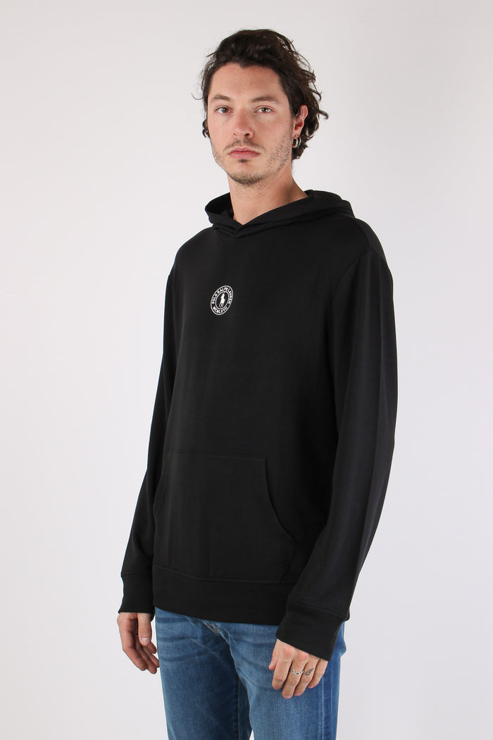 Felpa Cappuccio Logo Centrale Polo Black-3