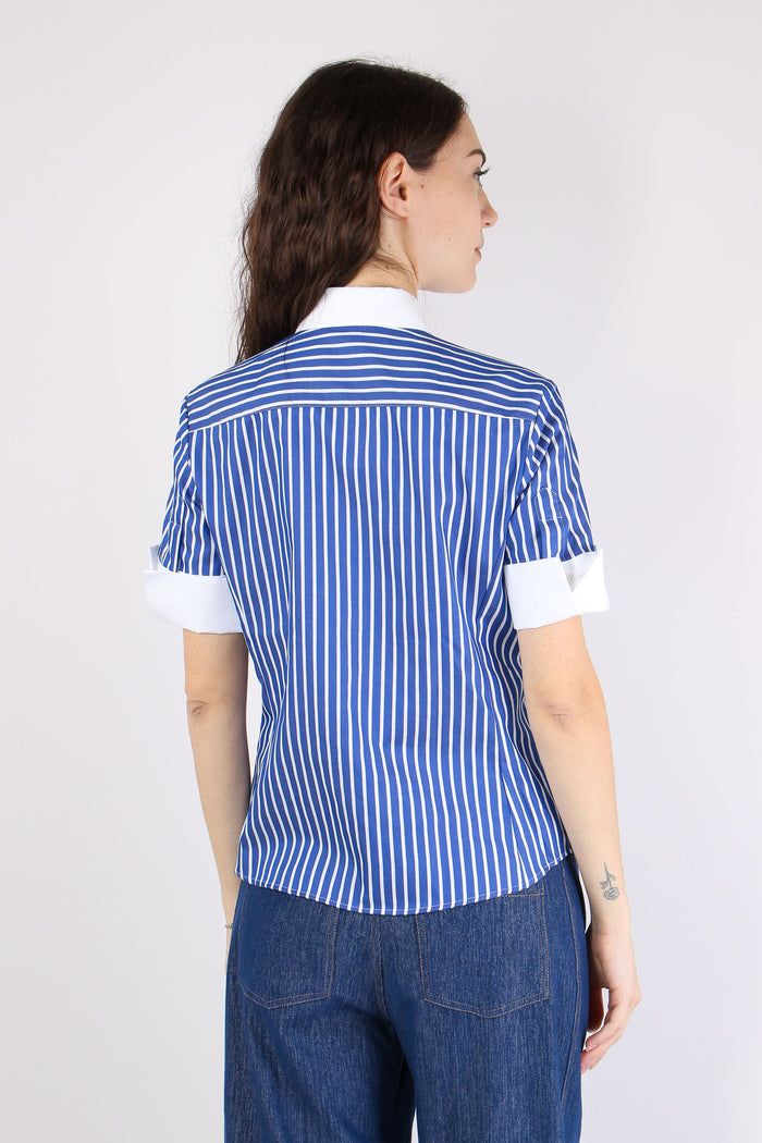 Camicia Manica Corta Riga Blu/bianco-6