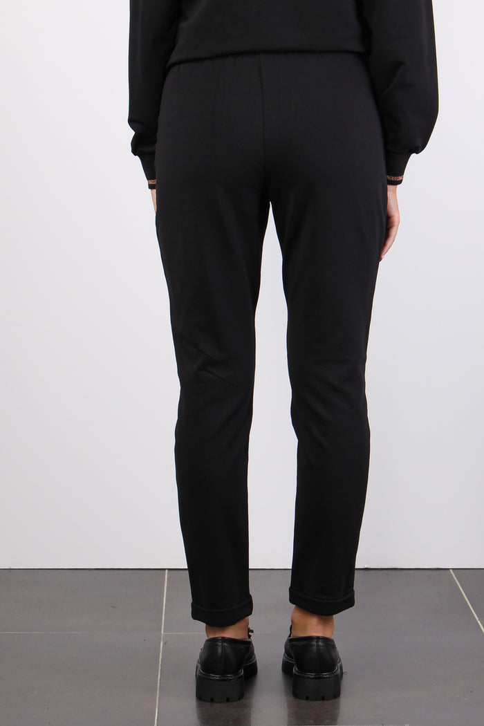 Pantalone Felpa Clip Logo Nero-3