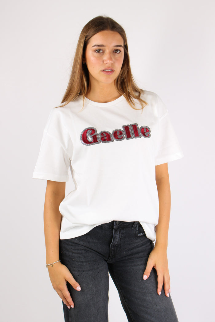 T-shirt Logo Contorno Strass Off White-7