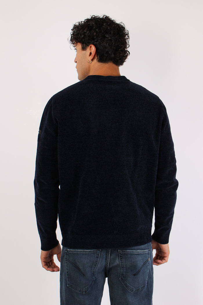 Maglia Girocollo Ciniglia Blu Navy-4