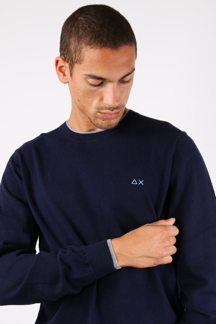 Maglia Misto Lana Profilo Coll Navy Blue-6