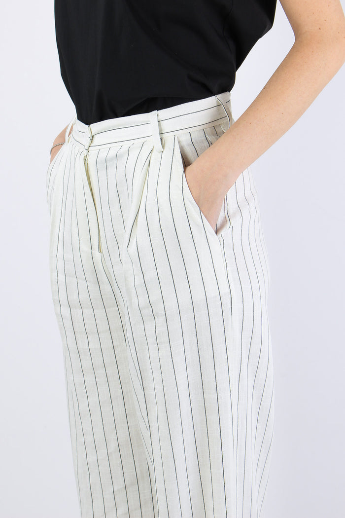 Pantalone Gessato Pences Bianco/nero-7
