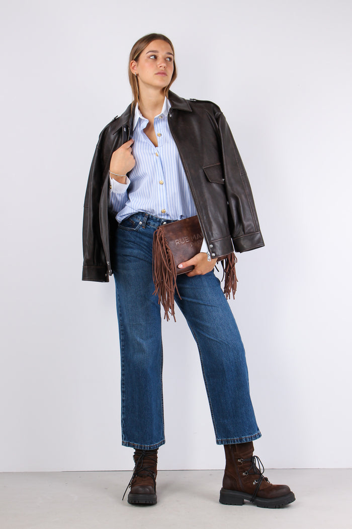 Camicia Collo Polsini Contrast Celeste/bianco