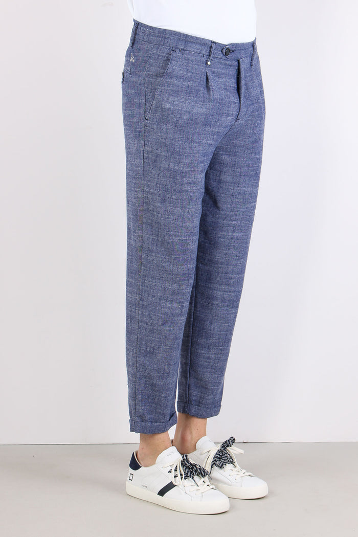 Pantalone Misto Lino Blu-6