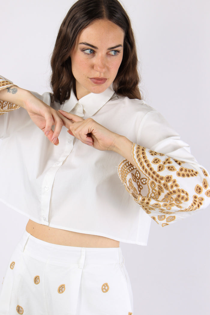 Camicia Crop Sangallo Bianco-10